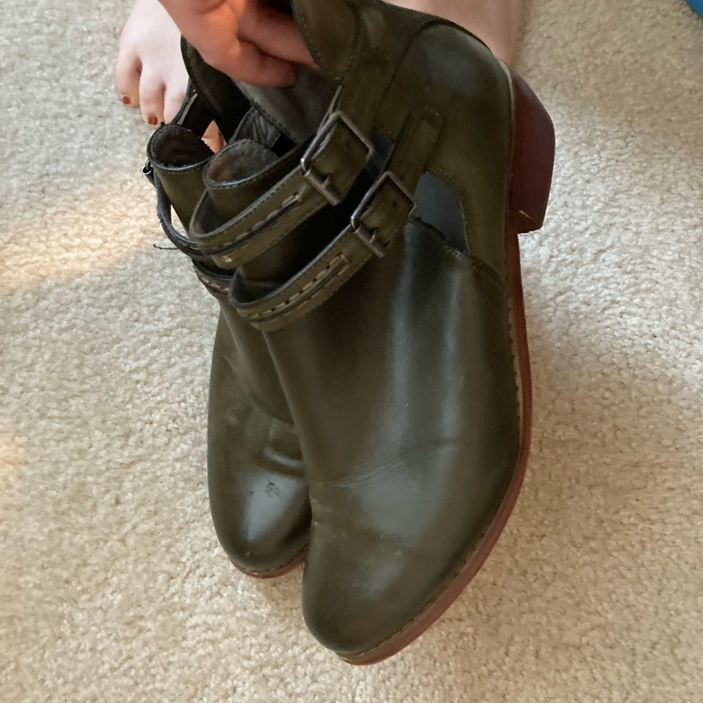 Green leather boots